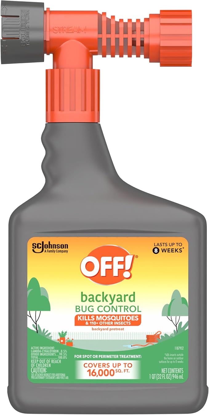 OFF! Backyard Bug Control Yard Pretreat Hose End Sprayer Kills and Repels Insects Covers up to 16000 Square Feet Outdoor Use 32 Ounce (Pack of 2)