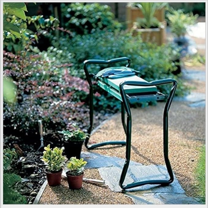 Upgraded Gardening Stool with Wide Soft Kneeling Pad Garden Kneeler and Bench for Seniors Featuring Large Tool Pouches Durable Foldable Design perfectfor Gardeners Outdoor Gardening Stool
