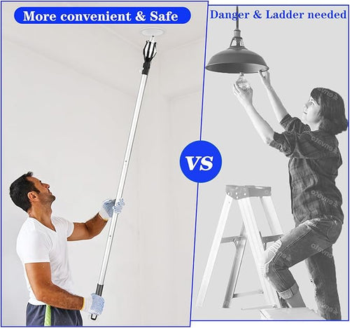 12 FT Light Bulb Changer for High Ceilings Light Bulb Pole Changer for High Ceilings Light Bulb Changer with Baskets and Suction Cup Light Bulb Removal Tool for Household