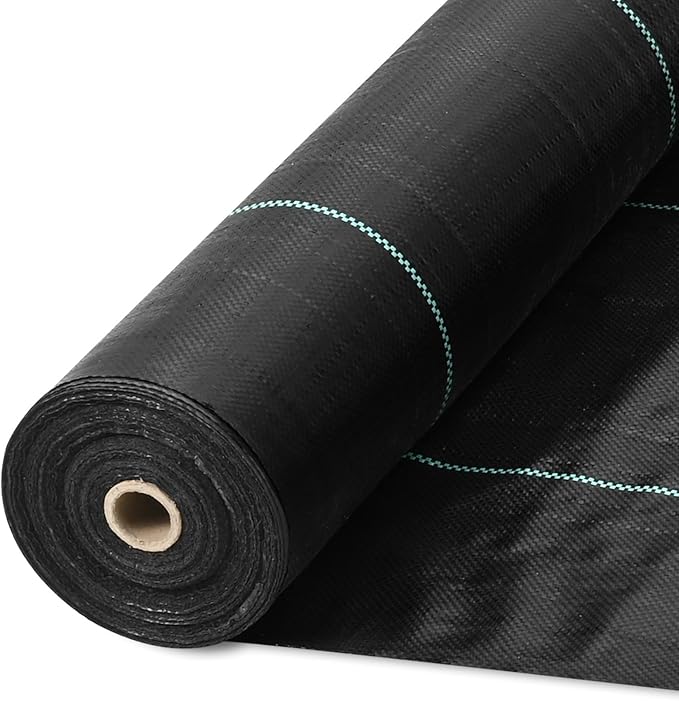 60g/2.1oz Driveway Fabric Heavy Duty Woven Landscape Fabric Garden Weed Barrier Fabric Weed Control Fabric Geotextile Fabric for Landscaping Ground Cover Weed Block Gardening Mat0.6m(1.2*10m)