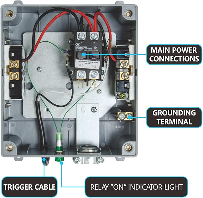 Lighting Relay Controller 4000W 4-Light HID Master Relay Controller w/Trigger Cord for Hydroponics Indoor Grow Lighting (4-Outlet)