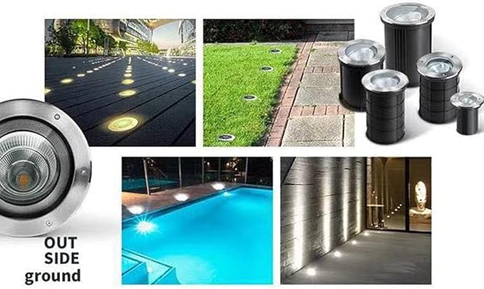 Landscape Lights - Outdoor Buried Lights IP67 Waterproof Round Spotlight Adjustable Angle Underground Light COB Garden Floor Lamp Outdoor Lighting for Illuminat15W Warm White Light(24v)