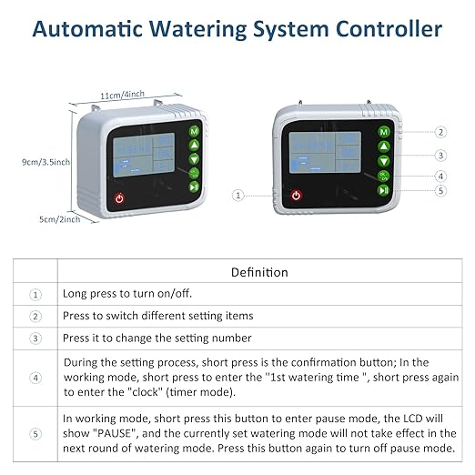 SoulBay Automatic Plant Waterer Indoor Self Watering System for 15 Potted Plants USB Rechargeable Drip Irrigation Kit with Programmable Water Timer LCD Display for Vacation Garden