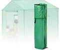EAGLE PEAK Replacement Cover for 8x8 Gable Roof Pop up Greenhouse Front and Rear Roll-Up Zipper Entry Doors and 2 Large Roll-Up Side Windows (Frame Not Included) Green