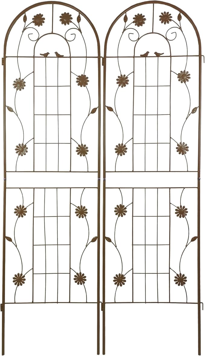 2 Pack Large Garden Trellis Heavy Duty Rustproof Iron Plant Trellis for Potted Plant Support Metal Climbing Rose Trellis Vine Vegetable CucumberBlack-71 H x 19.7 W