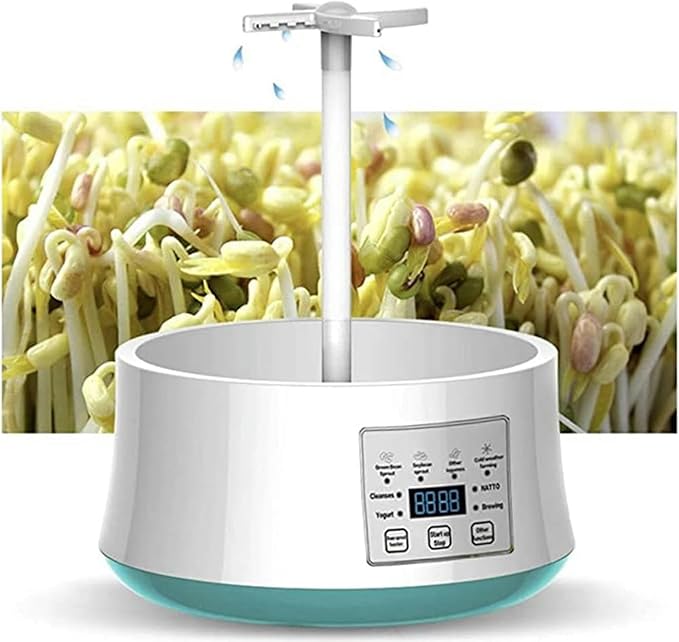 Electric Bean Sprout Maker with Smart Watering System and Constant Temperature Control - Large Capacity Seed Germination Device for Sprouting Beans and Seeds (Two Tiers)