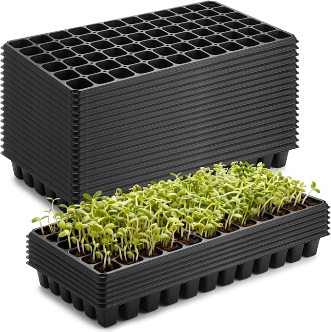 50-Pack 72 Cell Seedling Trays Heavy-Duty Deep Plug Trays for 1020 Flats Reusable Seed Starter Trays for Germination &amp Seed Starting (21.25×11 2.36 Height)
