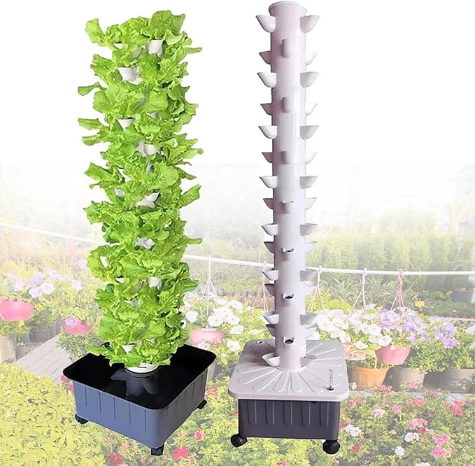 Smart Hydroponics Growing kit 45 Plant Sites Vertical Garden Tower Aeroponics Growing Kit with PumpFarm Greenhouse Vegetable Plant TowerSoilless Cultivation Grow Tower