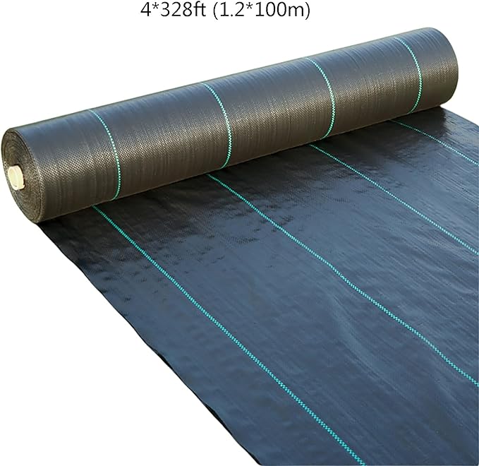 Weed Control Membrane High Density Weed Barrier Fabric Breathable Underlay Weed Control Garden Weed Matting for Patios Gravel Flower Beds Pond(1.2 * 100m)