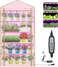 5 Tier Greenhouse with Grow Light Portable Greenhouse with Zippered PVC Cover for Seed Starting Trays  75'' H x 40'' W x 19'' D Plant Light for Indoor Plant with Timer(PLGH1005OWPT)