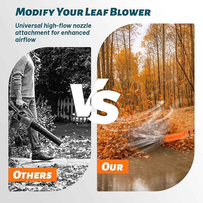 Leaf Blower Air Booster - Universal Nozzle Attachment High-Speed Airflow Accelerator for 2–4 Inch Tubes Plastic Turbo Extension Boosts Wind Power &amp Blowing Distance for Blower (2 Orange)