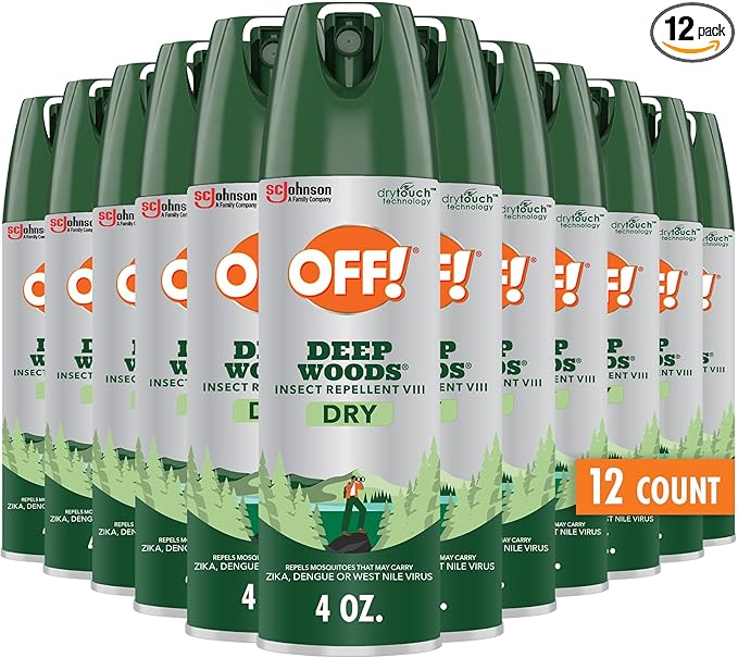 OFF! Deep Woods Dry Bug Spray Insect Repellent VIII Long Lasting Outdoor Protection from Mosquitoes and Ticks 4 Ounce (Pack of 12)