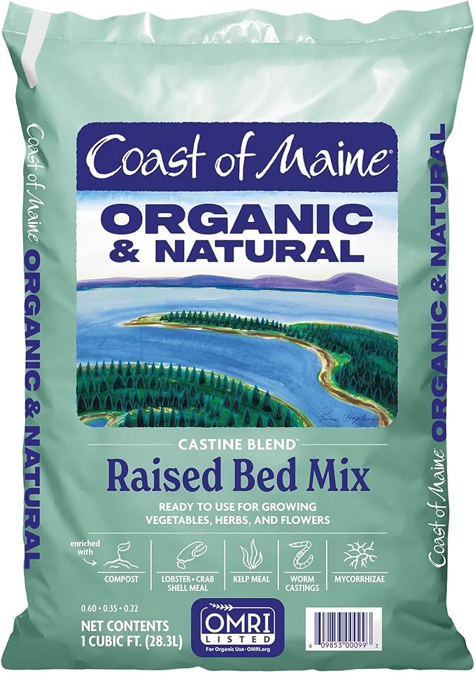 Coast of Maine Castine Blend Organic and Natural Raised Bed Mix 1 cu ft (Pack of 2) RTU for Growing Vegetables Herbs and Flowers