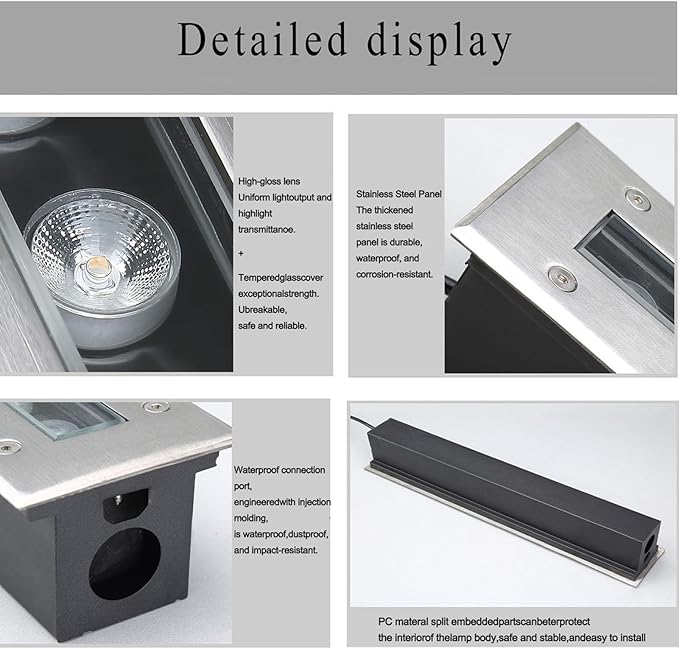 Rectangular Outdoor Recessed Spot Light - IP65 Waterproof Garden Buried Lights AC85-265V LED Floor Spotlight Ground LED Landscape Lights Outdoors Terraces Lighting(Yellow9w)