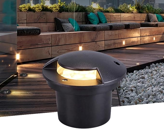 LED Outdoor Recessed Ground Light - Low Voltage AC/DC 24V Waterproof Spotlight for Garden and Landscape Lighting (12W White Light 3W Red Light) - IP65 Rated for Durability