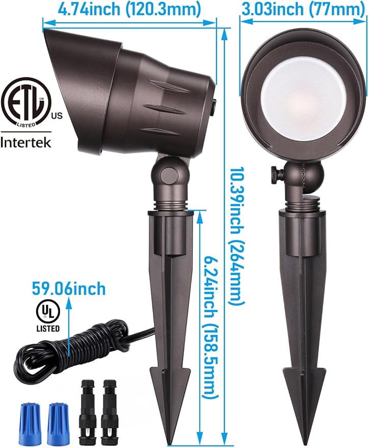 LEONLITE Low Voltage LED Landscape Spotlight Bundle Path Lights 12-Pack 4W Aluminum Spotlight for Garden 5CCT Bronze &amp 12-Pack 3W Landscape Pathway Lights5CCT Black