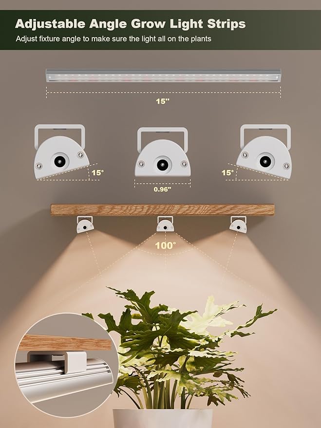 GLOWRIUM Smart Grow Lights for Indoor Plants with APP Full Spectrum Grow Lights for Seed Starting G6 Plant Light Strip with auto Timer 3 Angle dimming Levels for Plant Shelf 6-Pack (Silver 48W)