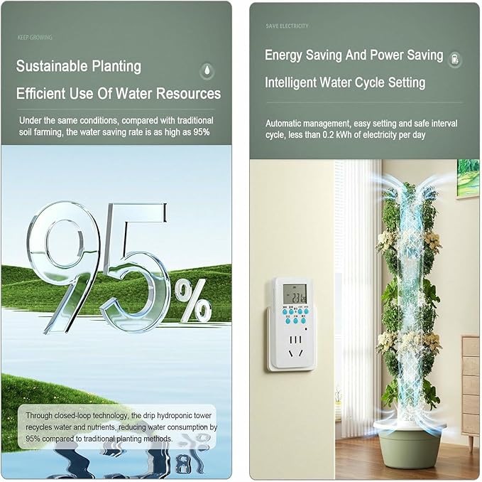 Hydroponics Growing System Tower Hydroponics Tower Garden Growing System for Home Garden Vertical Planter for Herbs and Vegetables-*