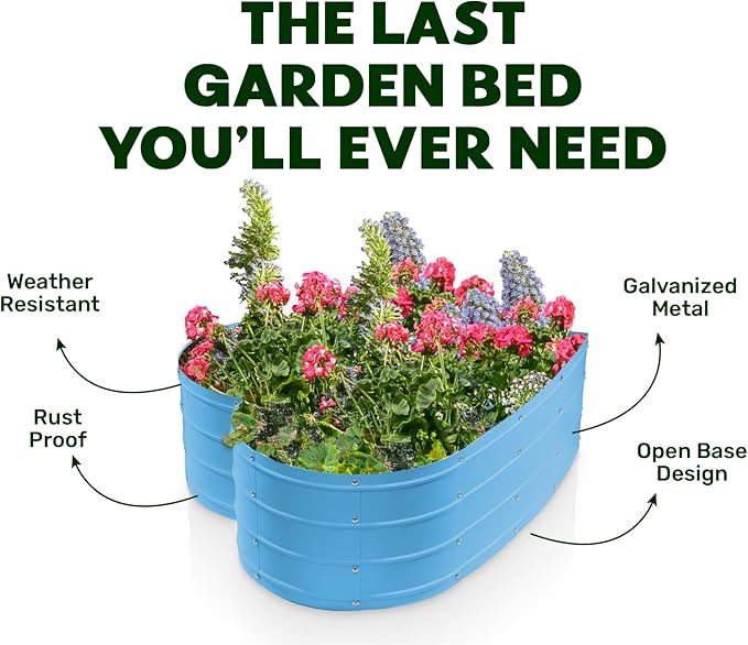 Plant &amp Plot Galvanized Raised Garden Beds Outdoor // Planter Raised Beds for Gardening Vegetables Flowers // Large Metal Garden Box (Teal) // Patent Pending Tool-Free Assembly