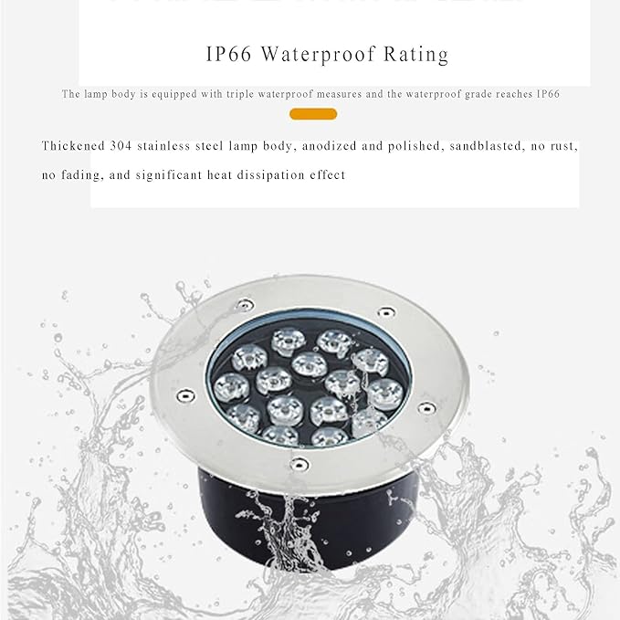 IP66 Waterproof LED Underground Light - Recessed Spotlight for Pathway Patio Garden Step Deck - 85-265V Round Landscape Lamp for Outdoor Lighting (Warm White 3W)