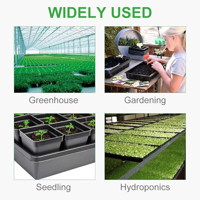 10 Pack of Durable Black Plastic Growing Trays (Without Drain Holes) 21 x 11 Perfect Garden Seed Starter Grow Trays: for Seedlings Indoor Gardening Growing Microgreens Soil or Hydroponic.