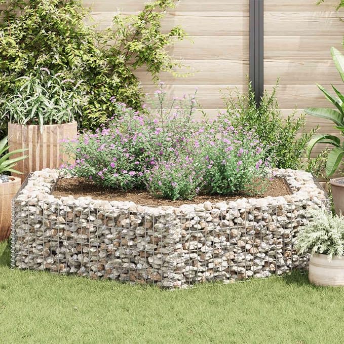 Galvanized Steel Gabion Raised Bed for Fencing Retaining Walls &amp Garden Landscape Welded Wire Mesh Grid Great for Patio 78.7x68.1x15.7 in