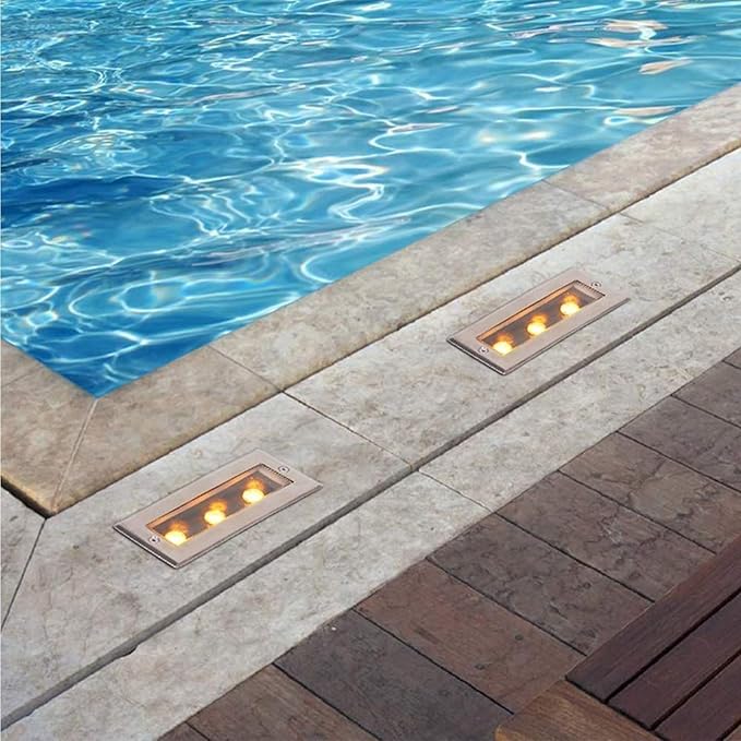 4PCS Outdoor Recessed Spotlight 85-265V Landscape Lights IP67 Waterproof Underground Light LED Rectangle Outdoor Garden Stainless Steel Spotlight Walkover Led Lights Floor Lamp (White Light 3W)