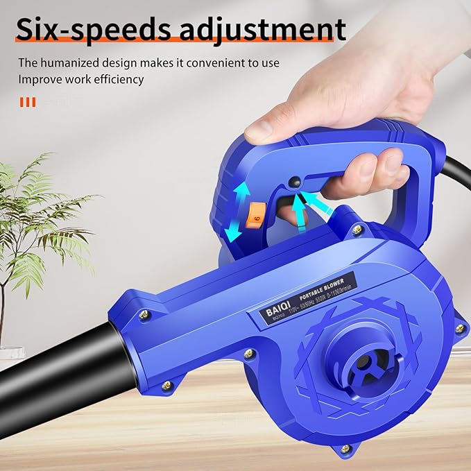 Corded Electric Blower Portable and Lightweight Handheld Vaccum/Blowing110V 580W2 in 1 Blow and Suction for LeafDustSnowSweep