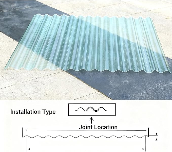 4 PCS Clear Polycarbonate Roofing Sheet Splicable Corrugated Greenhouse Panels Plastic UV Resistant Roofing Canopy Cover Easy Cut Covering Panel (Clear 4PCS 2.95x3.92ft)