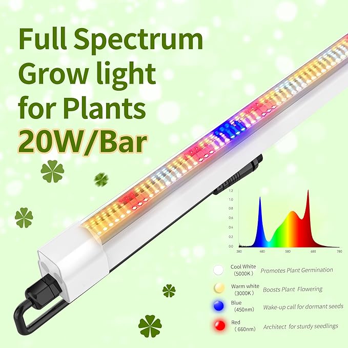 FARMLITE Grow Lights for Indoor Plants Full Spectrum Grow Light Strips for Indoor Plants Grow Lamp Led Seeding Grow Light (4 Pack)