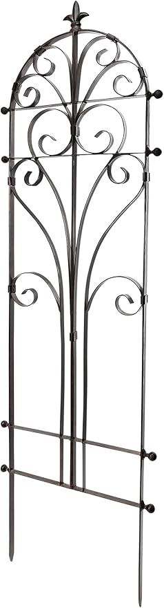 H Potter Metal Garden Trellis 58 Installed Height — 24-Lb Heavy Duty Iron Climbing Trellis for Roses Ivy &amp Clematis — 70 Overall with Ground Spikes
