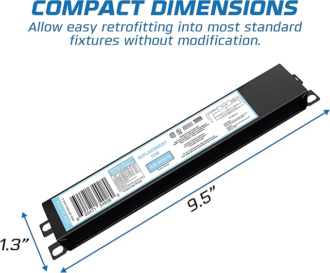 10 Pack - Replacement for ICN-2P32-SC 1 &amp 2 Lamp T8 Fluorescent Electronic Ballast - 120-277 Volt - Instant Start - UL Approved