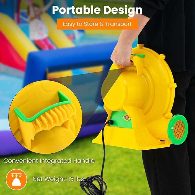 Costzon Air Blower 680W Bounce House Blower Pump Fan Commercial Inflatable Bouncer Blower 2340pa Air Blower for Inflatables Perfect for Inflatable Water Slide Jumper Bouncy Castle