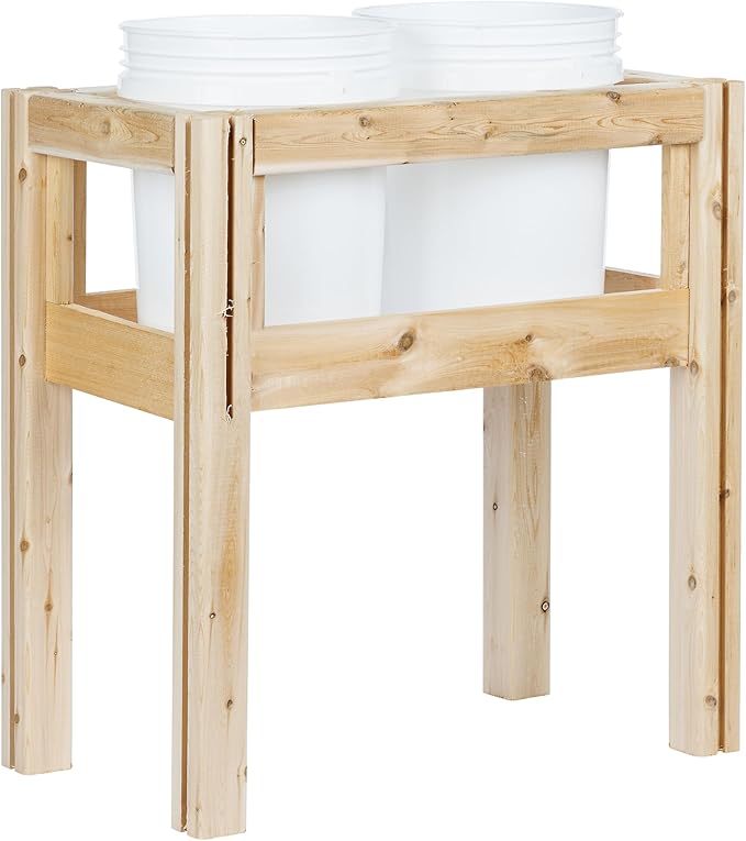 Greenes Fence Two Bucket Elevated Cedar Wood Garden Frame 28 in. x 16 in. x 30 in. - Made in USA with North American Cedar