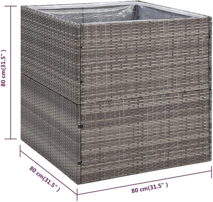 Garden PlanterIndustrial Rustic PlantersVegetable PlantersPlant Privacy FenceBackyard Raised BedsHerb Plantersfor PlantingPatioOutdoorYard DecorationGray 31.5x31.5x31.5 Poly Rattan