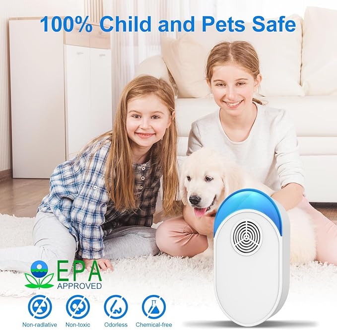 Upgraded Ultrasonic Repeller Indoor Ultrasonic Repellent for Roach Rodent Mouse Bugs Ant Mosquito Mice Spider Electronic Plug in Pest Control (6)