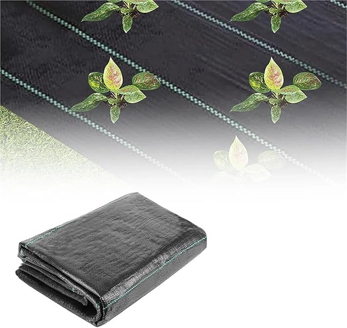 Weed Barrier Fabric Anti-Aging Weed Barrier Ground Cover PP Woven Control Fabric for Plant Anti Grass Greenhouse Mat(1x15M)