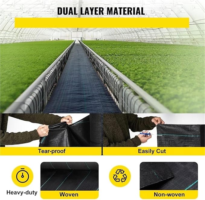 Weed Barrier Fabric Heavy Duty for Garden Weed Barrier Fabric 5.8 OZ 4FT X 100FT Block Control Landscape Woven Geotextile