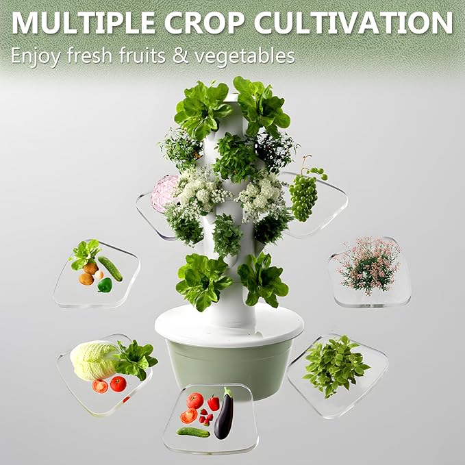 Hydroponic Growing System Aeroponic Hydroponic Tower Hydroponic Germination Kit Indoor Vertical Tower System Kit for Green Vegetables and Fruits20 Holes