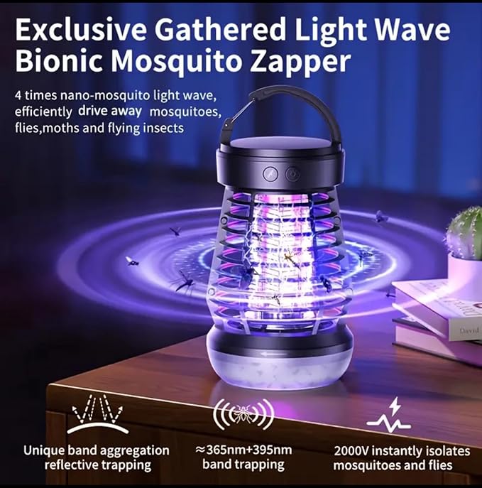 Upgrade 3-in-1 Bug Lantern with 2000V Grid – Portable Rechargeable Camping Light with Adjustable Brightness and SOS Mode – for Indoor &amp Outdoor Use (2 Pack)