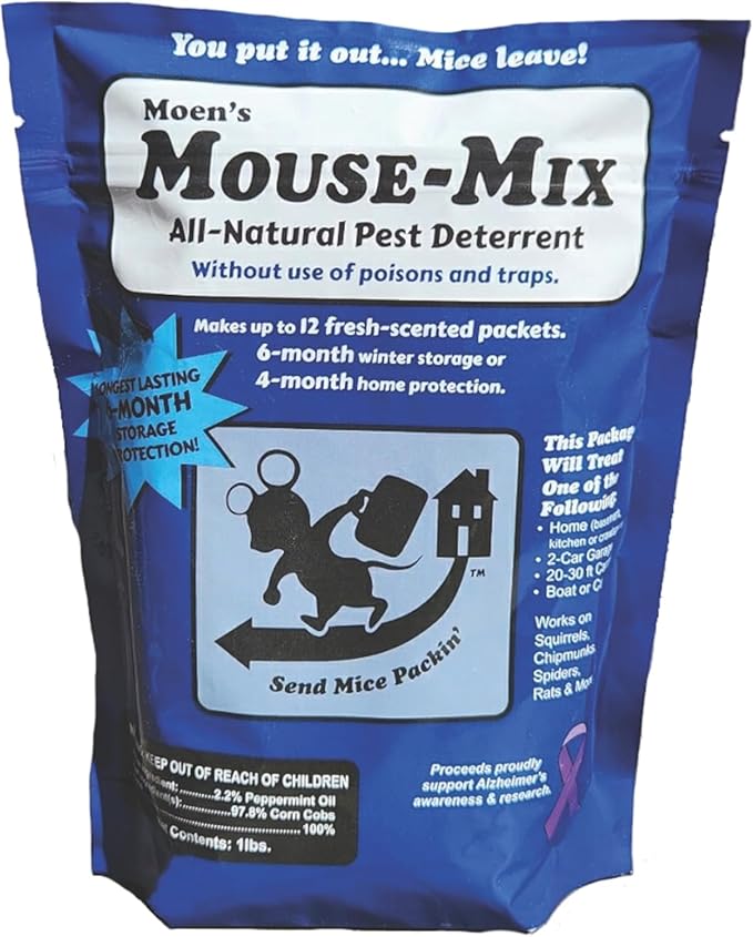 All-Natural Mouse-Mix Rodent and Pest Repellent Repel Nesting in Your Home/Shed/Garage/RV/Car/Boat/Storage Safe for Indoor Use Kit &amp Pet Friendly -1 lb. Bag Peppermint