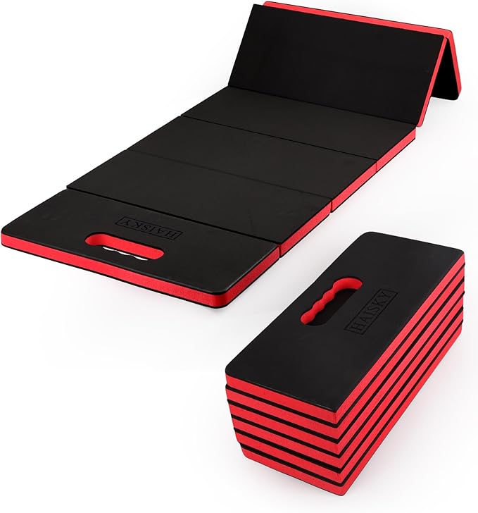 Extra Thick Kneeling Pad for Working Under Car 47.2 * 17.7 * 1.2 Portable Foldable EVA Mechanic Mat for Garage Gardening Yardwork Workshop Red &amp Black