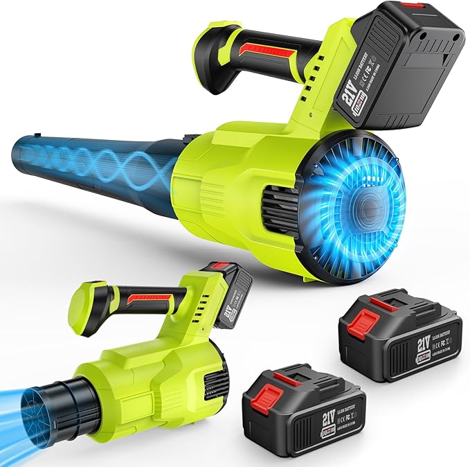 Leaf Blower Cordless Upgraded 650 CFM 280 MPH 21V Electric Cordless Leaf Blower with 2 x 4.0Ah Batteries and Charger Battery Powered for Lawn Yard and Patio