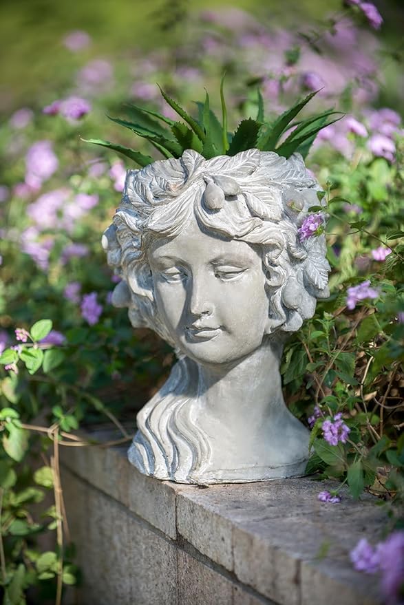 Cement Bust Wall Planter Indoor Outdoor Home GDecor 8 x 9 x 11.5