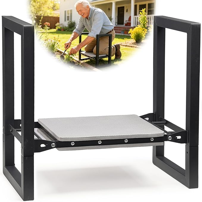Garden Kneeler and Seat Heavy Duty - 12.7 Wide Garden Kneeling Bench Stool with Handles Folding Knee Seat Chair Gardening Gifts for Seniors Women Men Gardeners Pain-Free Weeding Planting