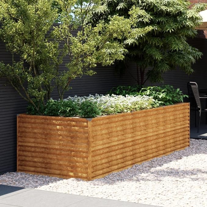 YAFF Garden Raised Bed Rustic Corten Steel Large StrongPots &amp Planters-152004