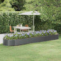 Oval Raised Garden Bed Anthracite Powder-Coated Steel Planter Box 155.9x155.9x14.2 in Durable &amp UV-Safe Outdoor Planter for Patio Balcony Herb Tomato Flower Boxes