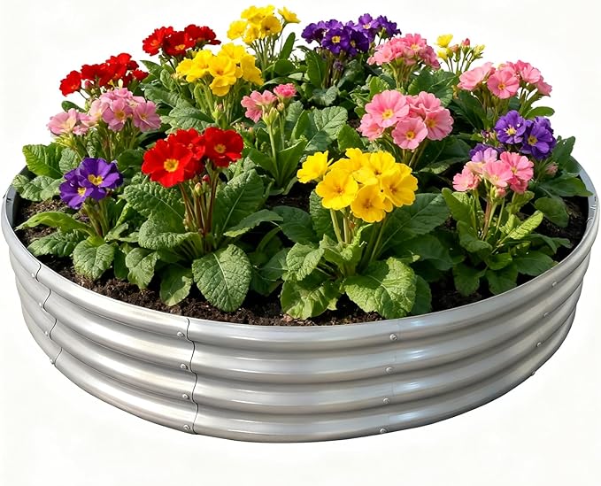 5FTx5FTx1FT Galvanized Raised Garden Bed Planter Raised Garden Beds Outdoor Round Raised Garden Beds for Gardening Vegetables