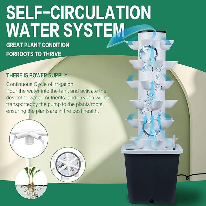 Indoor Hydroponics Growing System - 30-Plant Tower with Pump Perfect for Vegetable and Herb Garden Hydroponics Growing System Kit (No Seed)