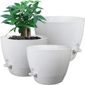 Large Self Watering Pots 12/10/9 Plastic Planters with High Drainage Holes and Deep Reservoir for Indoor Outdoor Garden Plants and Flowers White